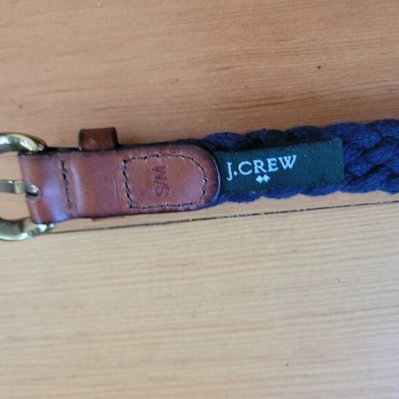 j crew navy blue braided belt preppy coastal nautical academia office - Picture 4 of 7